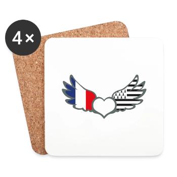 Drapeaux France et Bretagne Français et Breton - Dessous de verre (lot de 4) - blanc - Devant