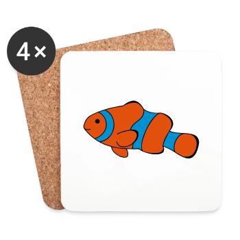 Clown Fish Drawing - Coasters (set of 4) - white - Front