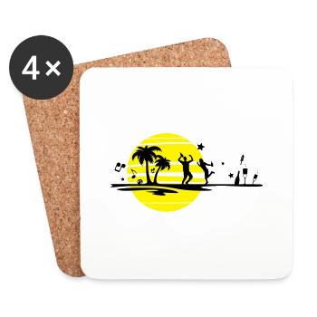 Sommer Strand Party - Untersetzer (4er-Set) - Weiß - Vorne