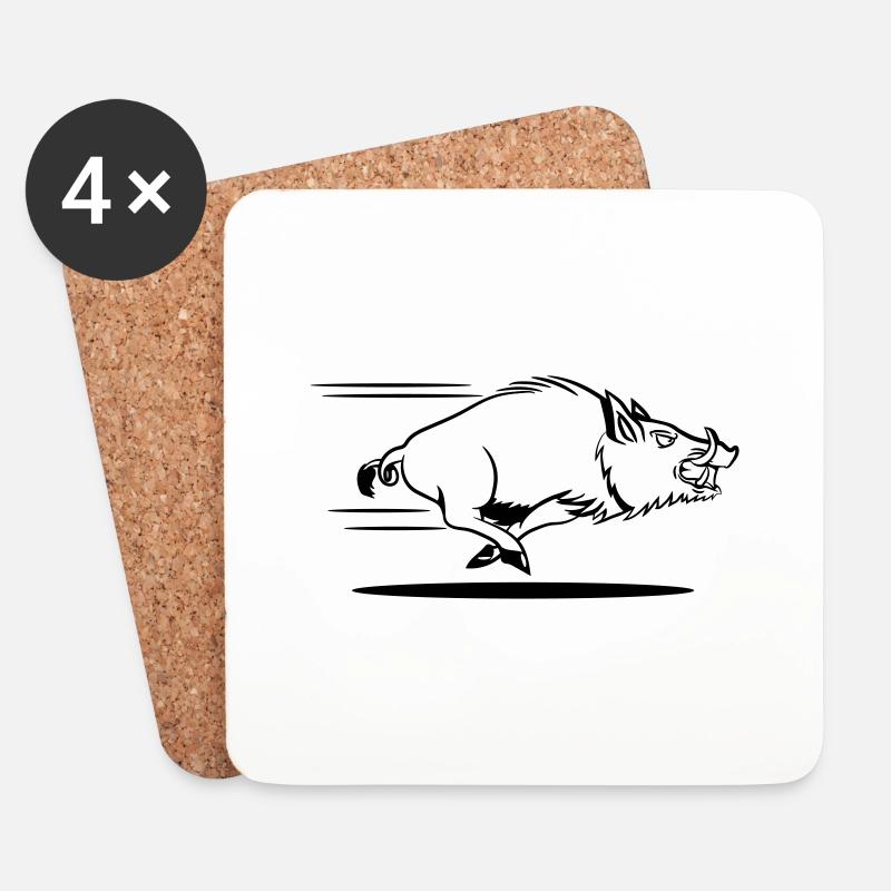 wildschwein rennen - Untersetzer (4er-Set) - Weiß