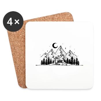 Fox bunny Good night kids picture gift - Coasters (set of 4) - white - Front