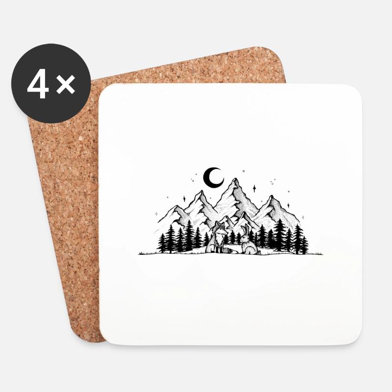 Fuchs Hase Gute Nacht Kinder Bild Geschenk - Untersetzer (4er-Set) - Weiß
