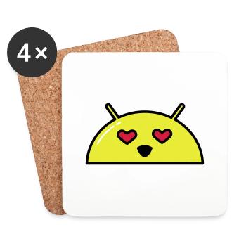 Love Alien Face Emoticon - Coasters (set of 4) - white - Front
