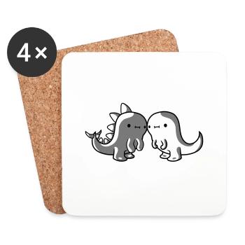 2 amis dinosaures - Dessous de verre (lot de 4) - blanc - Devant