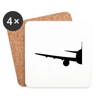 hälfte halb halbes geteilt vorne front flugzeug fl - Untersetzer (4er-Set) - Weiß - Vorne