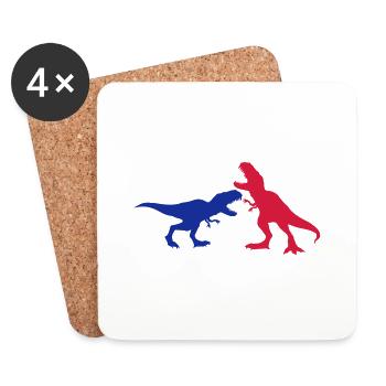 2 ennemis se battre combat course course silhouett - Dessous de verre (lot de 4) - blanc - Devant