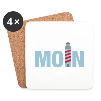 moin Leuchtturm Norddeutschland Ostfriesland - Untersetzer (4er-Set) - Weiß - Vorne