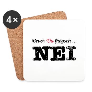 Nei | Schweizerdeutsch | Schweiz | Frau Kinder - Untersetzer (4er-Set) - Weiß - Vorne