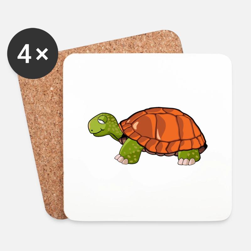 Schildkröte Zeichnung - Untersetzer (4er-Set) - Weiß