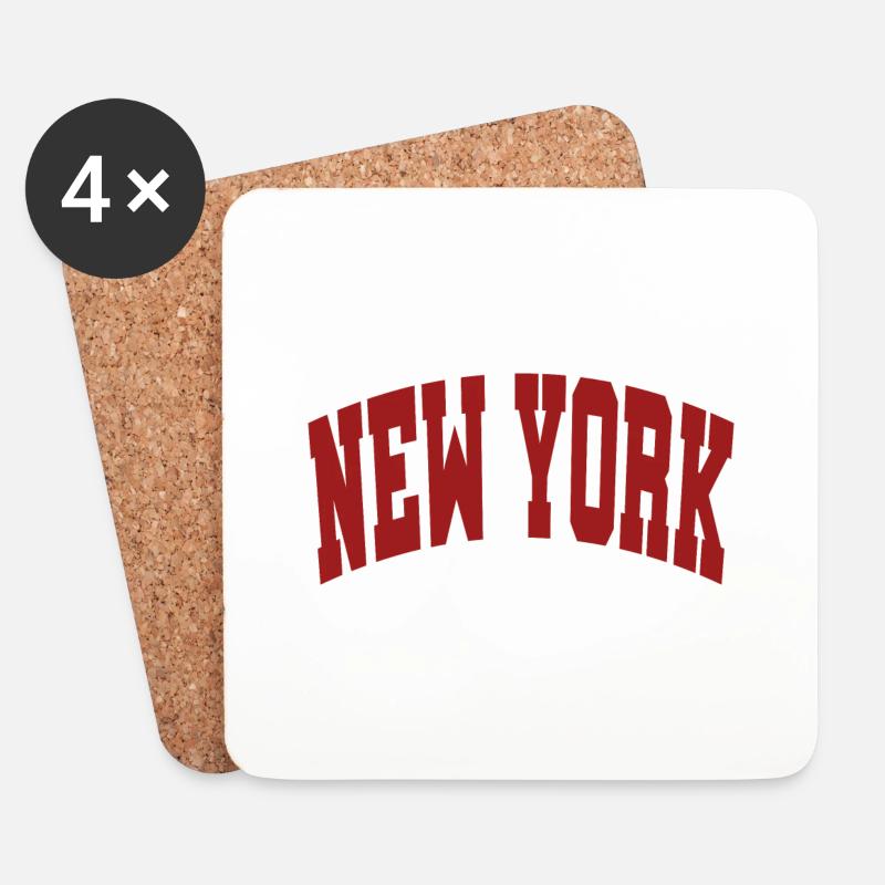 New York Schriftzug rot - Untersetzer (4er-Set) - Weiß