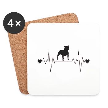 Pitbull, Heartbeat - Untersetzer (4er-Set) - Weiß - Vorne