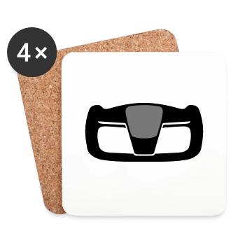 Tesla Yoke Steering Wheel Model S X Plaid + Jet - Coasters (set of 4) - white - Front