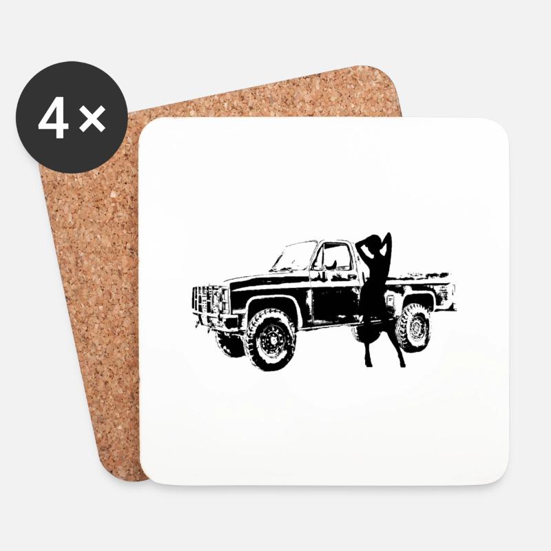 Auto - Untersetzer (4er-Set) - Weiß