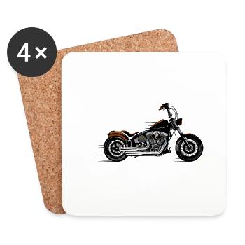 moto becane ancienne motard vieille ride dessin - Dessous de verre (lot de 4) - blanc - Devant