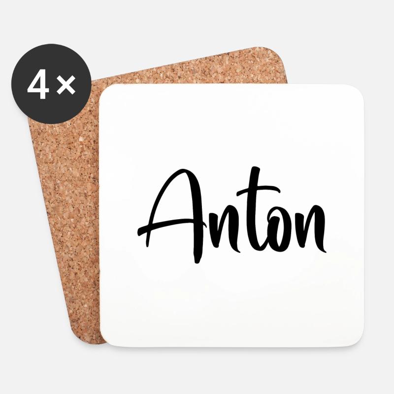 Name - Anton - Untersetzer (4er-Set) - Weiß