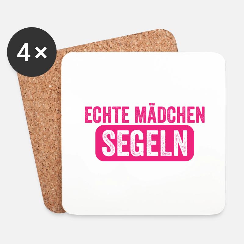 Echte Mädchen Segeln Lustiger Segler Spruch - Untersetzer (4er-Set) - Weiß