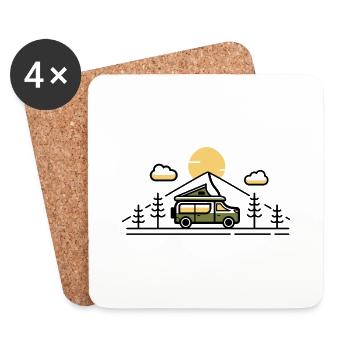 Camper désir et Van Passion - Dessous de verre (lot de 4) - blanc - Devant