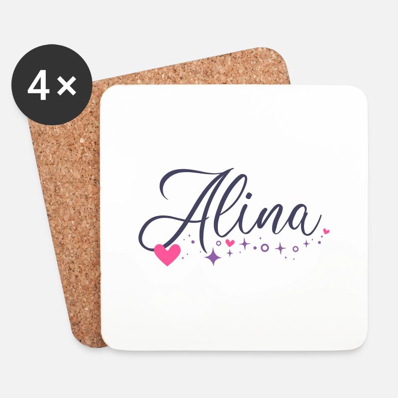 Alina Name Vorname Mädchen Herzchen - Untersetzer (4er-Set) - Weiß