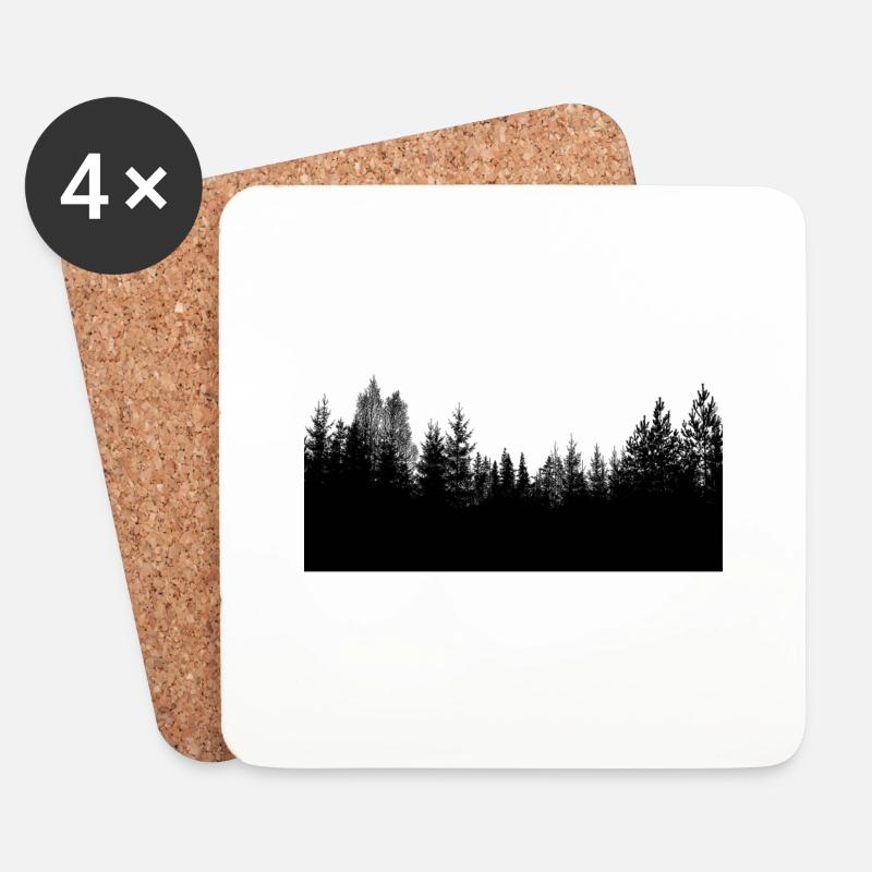 Wald Silhouette - Untersetzer (4er-Set) - Weiß