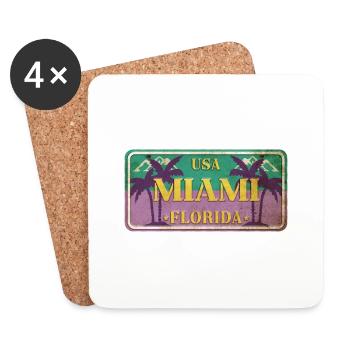 Miami Floride États-Unis Amérique Bouclier d’été des palmiers - Dessous de verre (lot de 4) - blanc - Devant