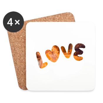 Amour amour Saint-Valentin coeur coeur chemise colorée - Dessous de verre (lot de 4) - blanc - Devant