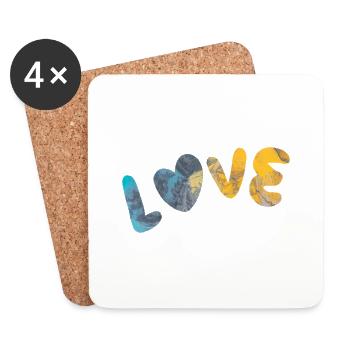Amour amour Saint-Valentin coeur coeur chemise colorée - Dessous de verre (lot de 4) - blanc - Devant