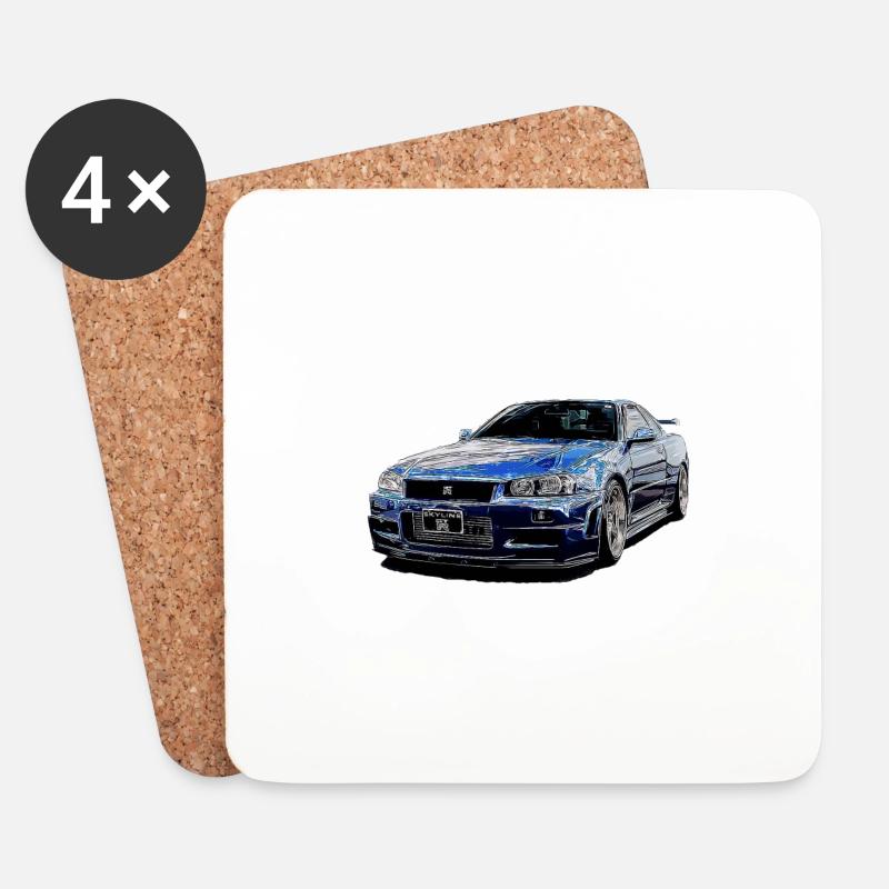 Skyline GTR - Untersetzer (4er-Set) - Weiß