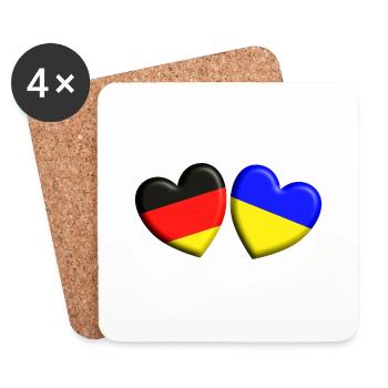 Allemagne Ukraine Solidarité unie dans le cœur - Dessous de verre (lot de 4) - blanc - Devant
