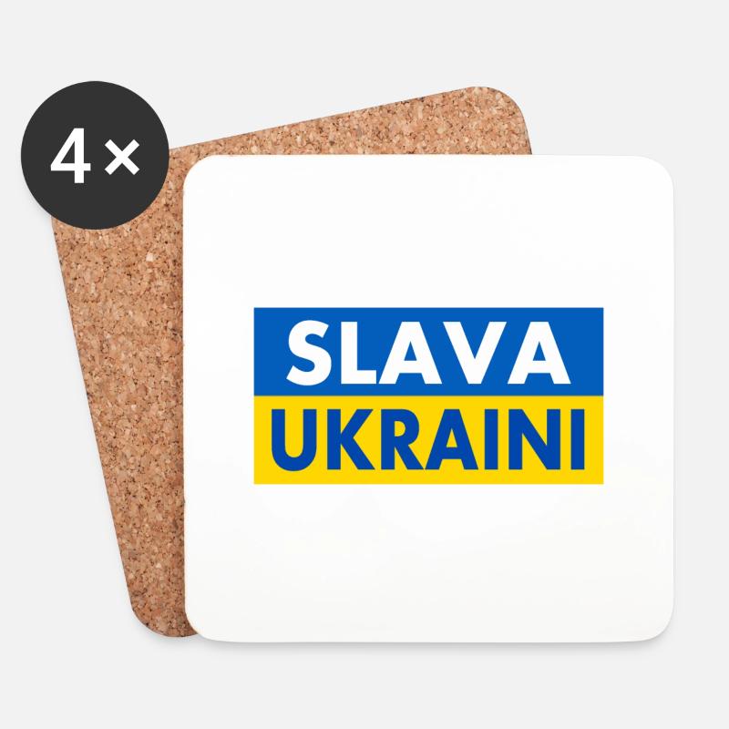 Slava ukraini - Glasbrikker (sæt med 4 stk.) - hvid