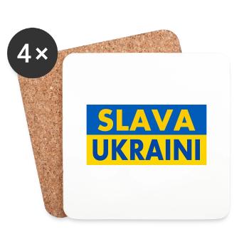 Slava ukraini - Dessous de verre (lot de 4) - blanc - Devant