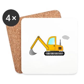 Excavator - Coasters (set of 4) - white - Front