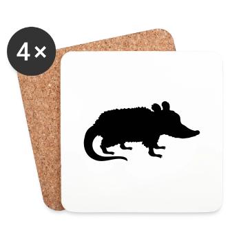 Silhouette Opossum Design - Untersetzer (4er-Set) - Weiß - Vorne