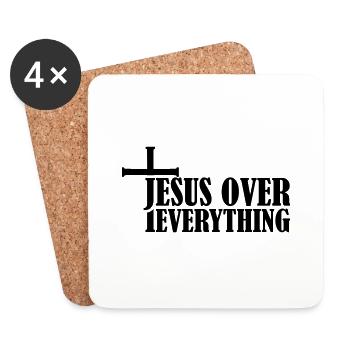 Jesus Over Everything - Untersetzer (4er-Set) - Weiß - Vorne