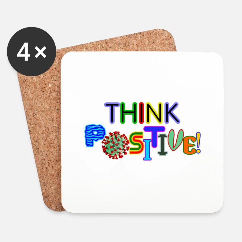 Think positive! - Untersetzer (4er-Set) - Weiß