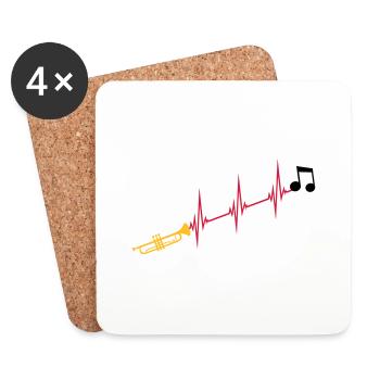 Musical note heartbeat trumpet - Coasters (set of 4) - white - Front