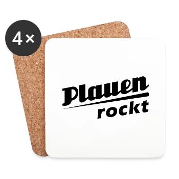 Plauen rockt - Textdesign mit Stadtnamen - Untersetzer (4er-Set) - Weiß - Vorne