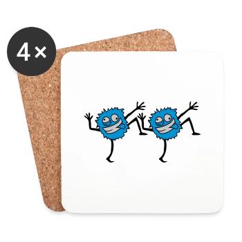 2 tanzende Monster - Untersetzer (4er-Set) - Weiß - Vorne