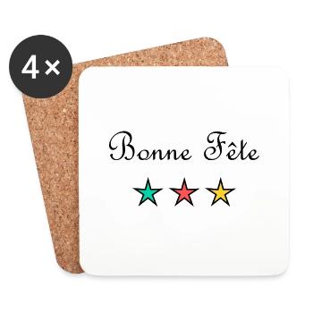 BONNE FÊTE. FÊTE DES MÈRES. FÊTE DES PÈRES. FÊTE - Dessous de verre (lot de 4) - blanc - Devant