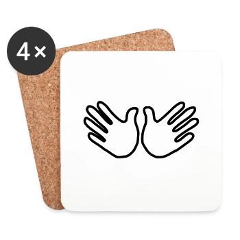 Emoji Hand offen Skizze schwarz - Untersetzer (4er-Set) - Weiß - Vorne