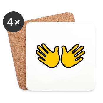 Emoji Hand offen Skizze Farbe - Untersetzer (4er-Set) - Weiß - Vorne