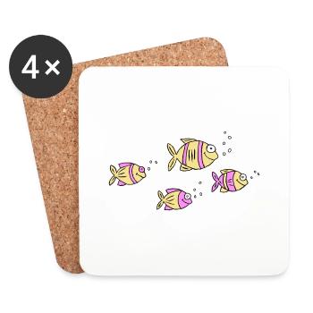 Fish Water Sea Graffiti Dessin des enfants Nature - Dessous de verre (lot de 4) - blanc - Devant