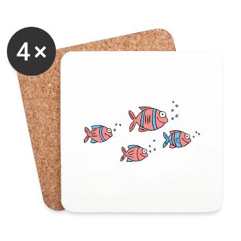 Poisson Cichlide Eau Mer Graffiti Dessin - Dessous de verre (lot de 4) - blanc - Devant