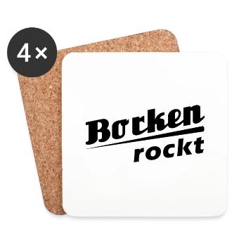 Borken rockt - Textdesign mit Stadtnamen - Untersetzer (4er-Set) - Weiß - Vorne