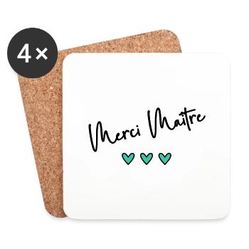 MERCI. MERCI MAÎTRE. CADEAU MAÎTRE. VACANCES. ÉTÉ. - Dessous de verre (lot de 4) - blanc - Devant