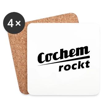 Cochem rockt - Textdesign mit Stadtnamen - Untersetzer (4er-Set) - Weiß - Vorne