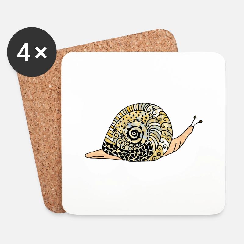 Schnecke - Untersetzer (4er-Set) - Weiß
