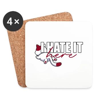 Je déteste ça ici - chat - Dessous de verre (lot de 4) - blanc - Devant
