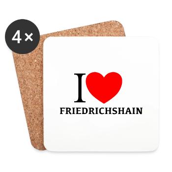 I LOVE FRIEDRICHSHAIN - Untersetzer (4er-Set) - Weiß - Vorne
