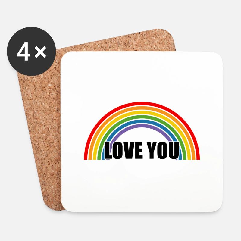 Regenbogen love you - Untersetzer (4er-Set) - Weiß