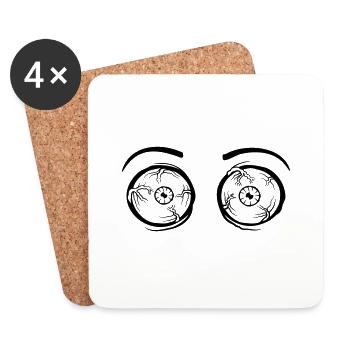 Monstre 2 yeux fous - Dessous de verre (lot de 4) - blanc - Devant